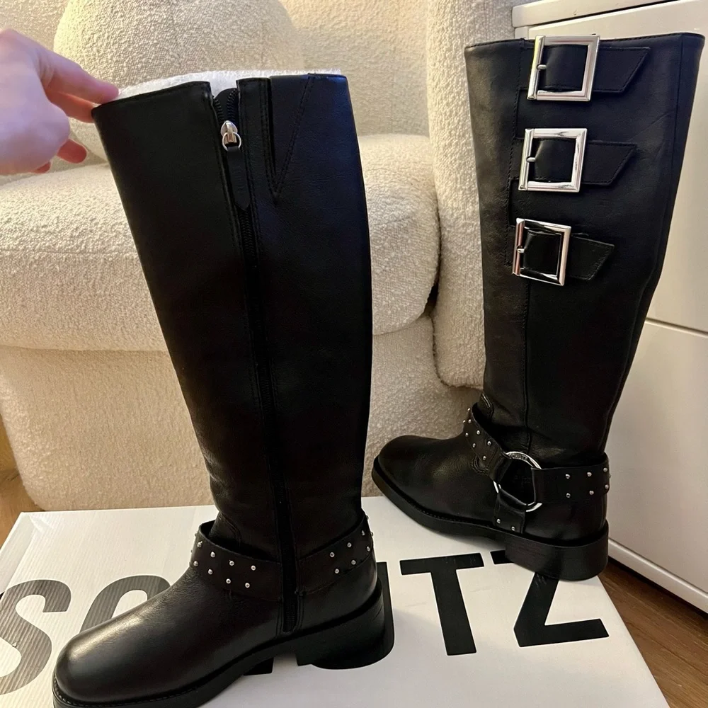 Schutz Knee High Black Luccia Buckle Graxo boot - size 6.5 - Picture 6 of 7